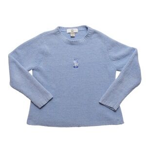 Top Threads Sportswear Sweater Women Medium Blue Adirondack Chair Chenille Knit